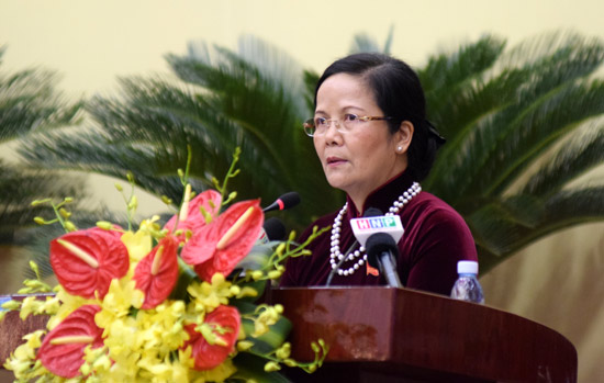 Chủ tịch HĐND TP Hà Nội Ngô Thị Doãn Thanh phát biểu khai mạc kỳ họp.